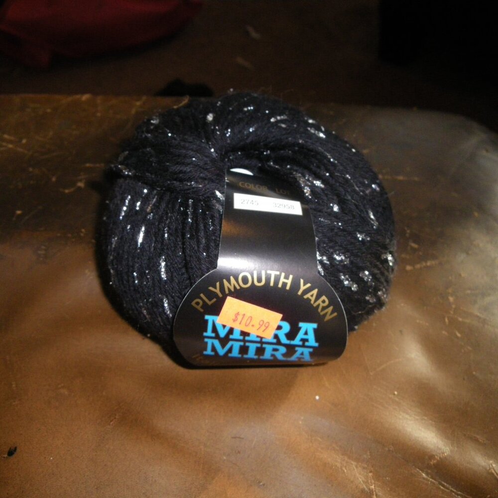 1 Ball Plymouth Yarn Mira Mira Wool Blend Yarn - Color 2745 Black Silver 114 yds